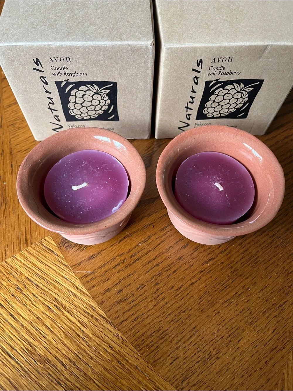 Avon Raspberry-Scented Ceramic Votive Pair in Terracotta